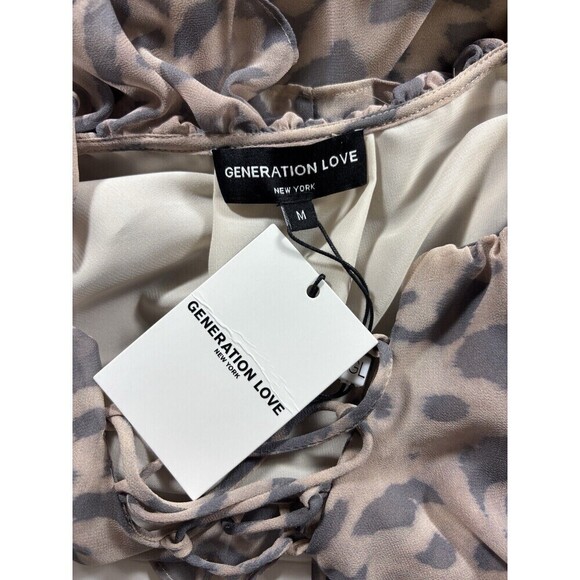 Generation Love Hadenreid Bella Mini Leopard Dress Tan Grey Animal Print Medium - Picture 5 of 11